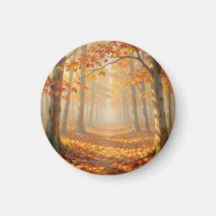 Herbstwaldweg Malerische Landschaftskunst Magnet