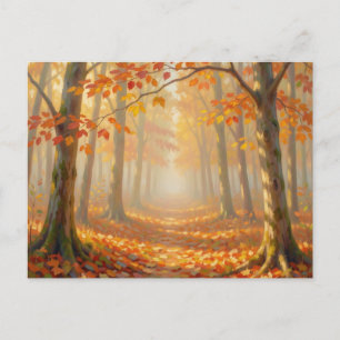 Herbstwaldweg Malerische Landschaftskunst Postkarte