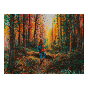 Herbstwaldweg Wandern Digitale Kunst Landschaft Poster