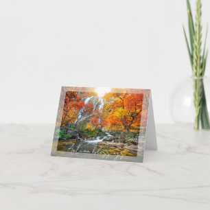 Herbstwasserfall und Fluss mit individuellem Text Karte