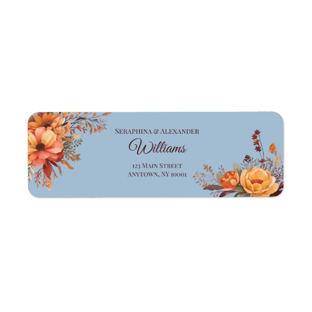 Herbstwasserfarbe Blumenhochzeit Rücksendeadresse (Vorne)