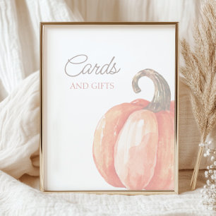 Herbstwasserfarbe Orange Pumpkards und Geschenke Poster
