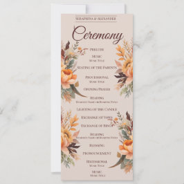 Herbstwasserfarbe Rustikales Hochzeitsprogramm für Einladung