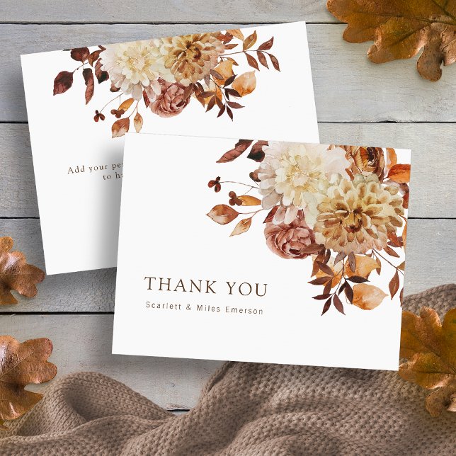 Herbstwasserfarbenhochzeit Dankeskarte (Fall Watercolor Floral Wedding Thank You Card
)