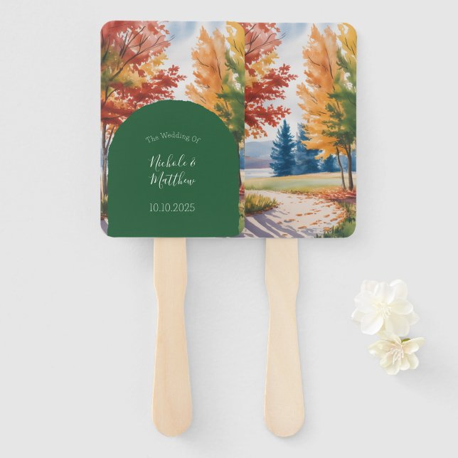 Herbstwechsel der Hochzeit der Blätter Fächer (Vorne und Hinten)