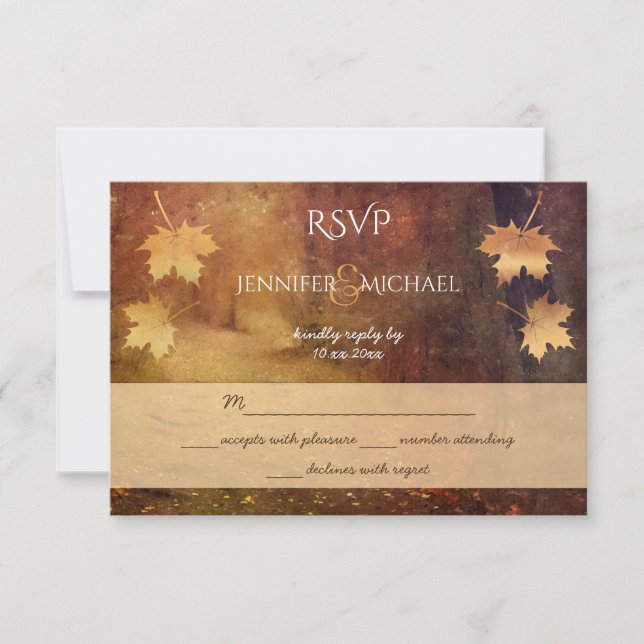 Herbstweg Ahorn Blätter rustikale Hochzeit Rsvp Karte (Vorderseite)