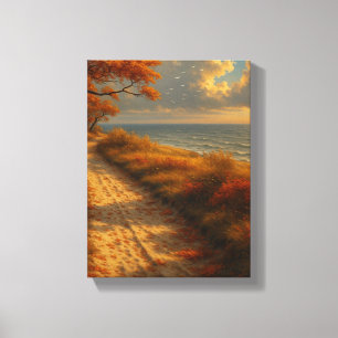 Herbstweg am Meer Leinwanddruck