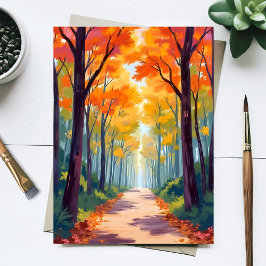 Herbstweg fallender Foliage Postkarte
