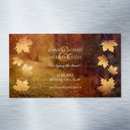 Herbstweg fällt Ahorn Blätter rustikale Hochzeit Magnetische Visitenkarte