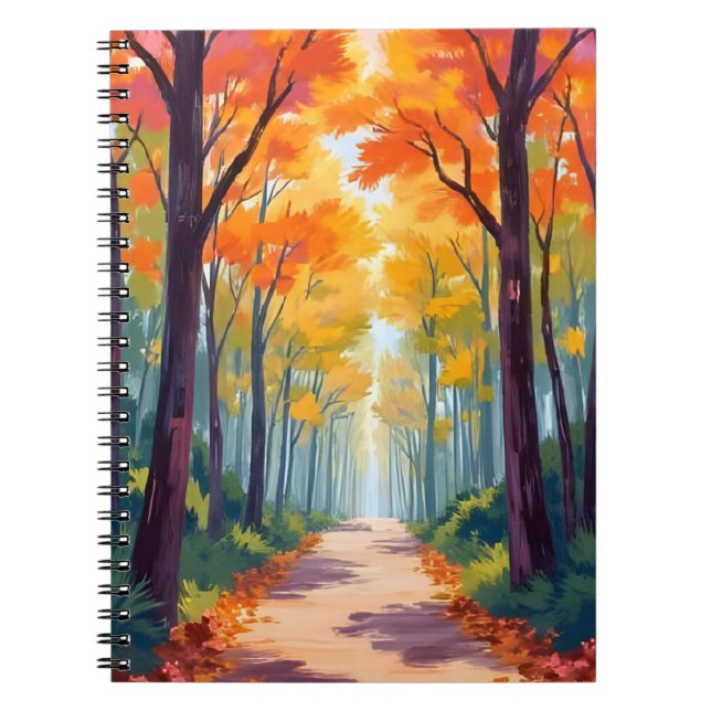 Herbstweg-Herbstlaubmalerei Notizblock (Vorderseite)