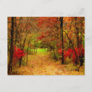 Herbstweg im Wald Thanksgiving-Postkarte Feiertagspostkarte