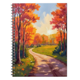 Herbstweg   Rotes Laub Natur Landschaft Notizblock