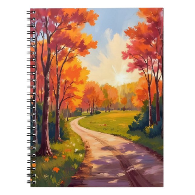 Herbstweg | Rotes Laub Naturlandschaft Notizblock (Vorderseite)