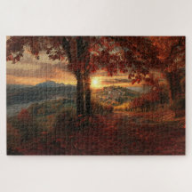 Herbstweg zu einem Dorf in Piemont–Puzzle