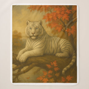 Herbstweißer Tiger – Fine Art Leinwand Sherpadecke