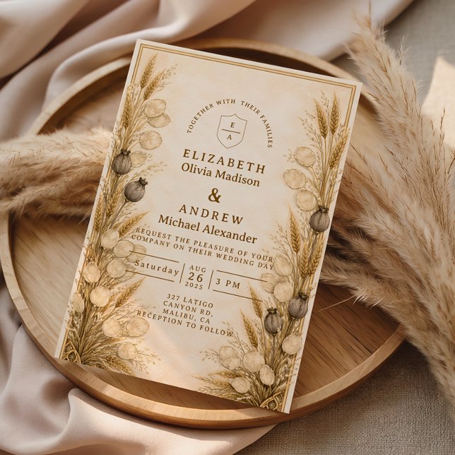Herbstweizen Botanische Hochzeit Einladung (Von Creator hochgeladen)