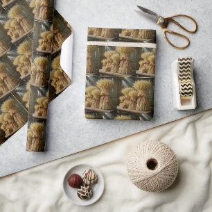 Herbstweizenbündel mit Karierter Schleife Geschenkpapier