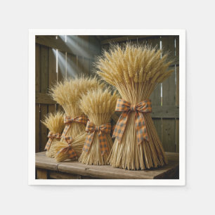 Herbstweizenbündel mit Karierter Schleife Serviette