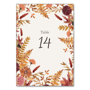 Herbstwiese Florale Tischnummern-Tafel Tischnummer
