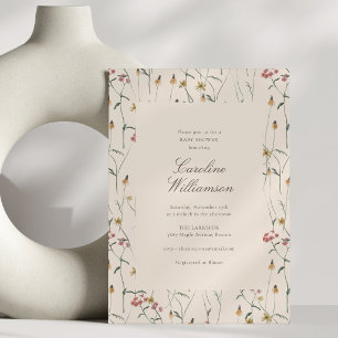 Herbstwiese Wildblumen Baby Shower Rustikaler Gart Einladung