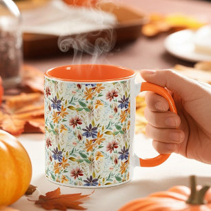 Herbstwildblumenmuster Tasse