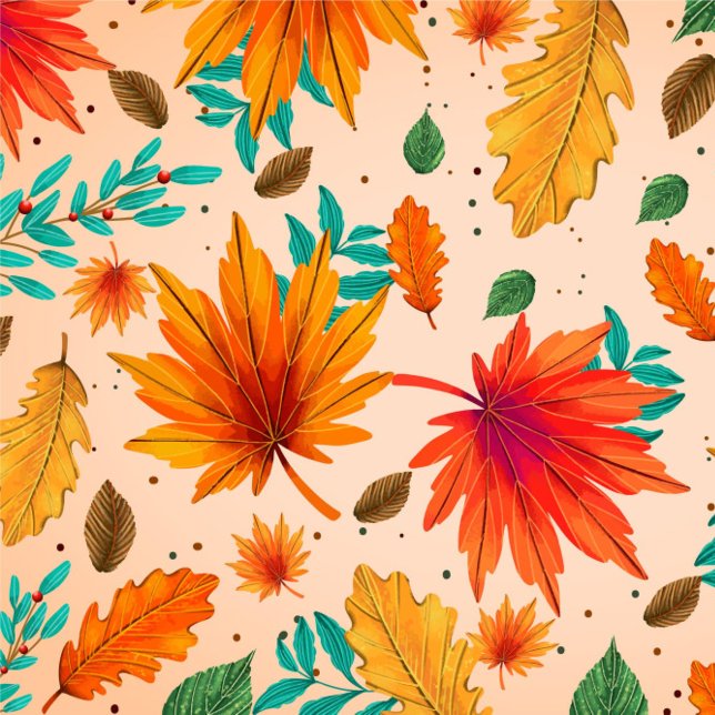 Herbstwirbelkissen Kissen ( Autumn leaves and berries, watercolor style!)