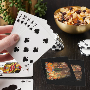 Herbstwoben, ein Auto, das mit Kürbis beladen wird Spielkarten
