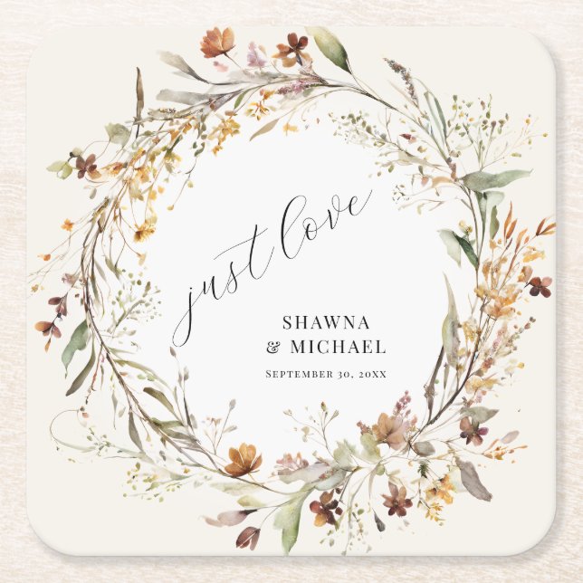 Herbstwoche BOHO Hochzeit in der Wildblume Floral Rechteckiger Pappuntersetzer (Vorderseite)