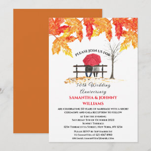 Herbstwochenende Herbst-Orange-Blätter zum 50. Hoc Einladung