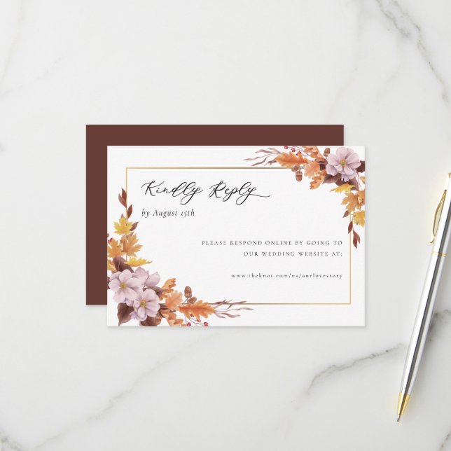 Herbstwochenende mit Blumenkohl - Online-Antwort RSVP Karte (Vorderseite/Rückseite Beispiel)