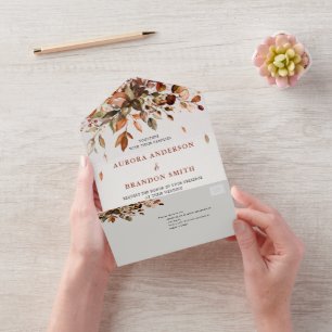 Herbstwochenende Rustikale Boho Hochzeit All In One Einladung