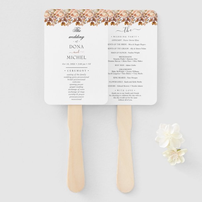 Herbstwochenende Rustikale Boho Hochzeit Fächer (Vorne und Hinten)