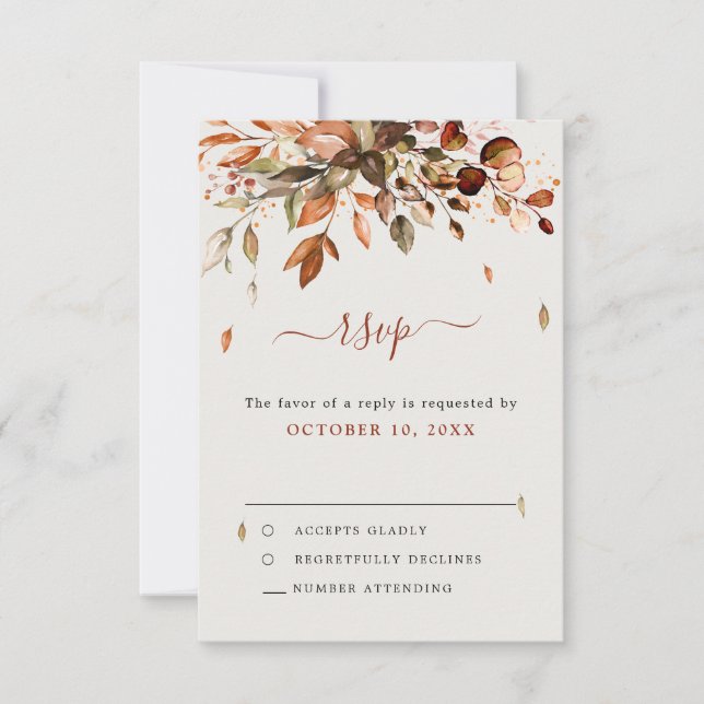 Herbstwochenende Rustikale Boho Hochzeit RSVP Karte (Vorderseite)