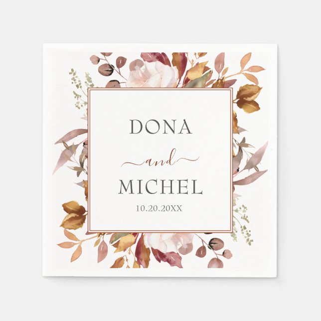 Herbstwochenende Rustikale Boho Hochzeit Serviette (Vorderseite)