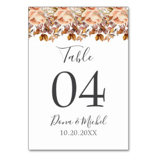 Herbstwochenende Rustikale Boho Hochzeit Tischnummer