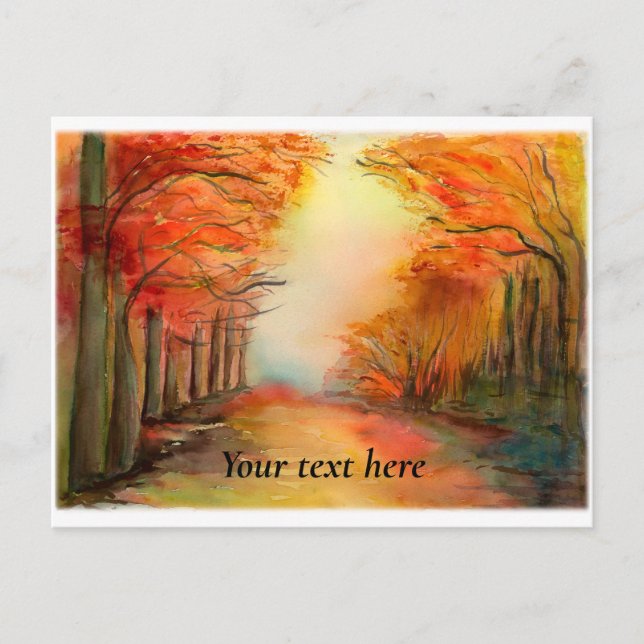 Herbstwoodland-Aquarellbilder Postkarte (Vorderseite)