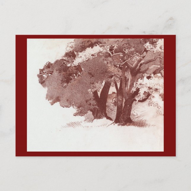 Herbstwoodland Eichenbäume Kunst, Kultur Postkarte (Vorderseite)