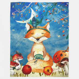 Herbstwoodland Friends Fox Forest Illustration Fleecedecke