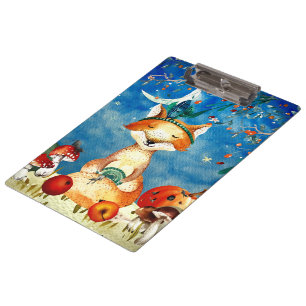 Herbstwoodland Friends Fox Forest Illustration Klemmbrett