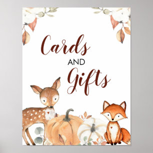 Herbstwoodland Kinderduschkarten & Geschenkplakate Poster