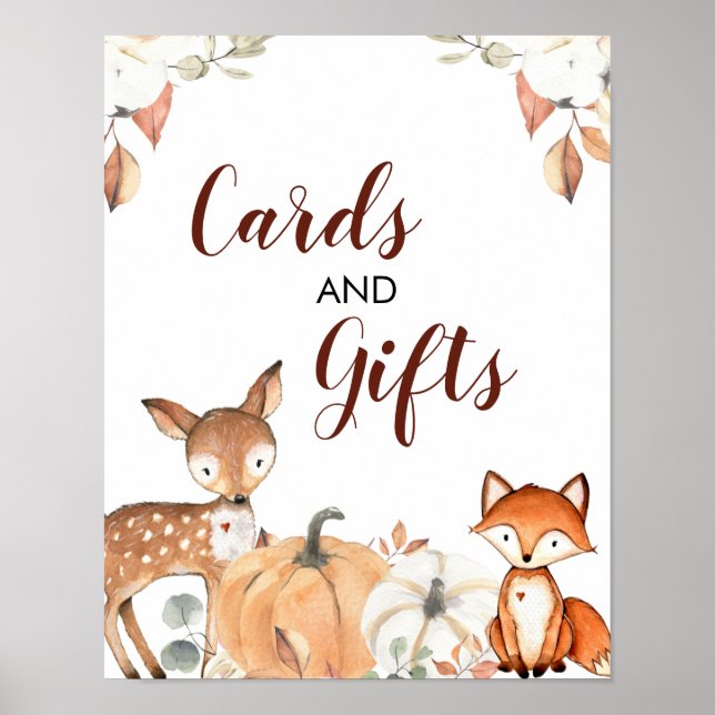 Herbstwoodland Kinderduschkarten & Geschenkplakate Poster (Vorne)