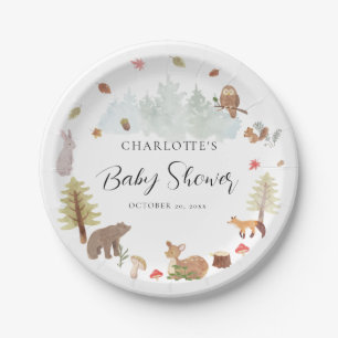 Herbstwoodlandtiere fallen Kinderdusche Pappteller