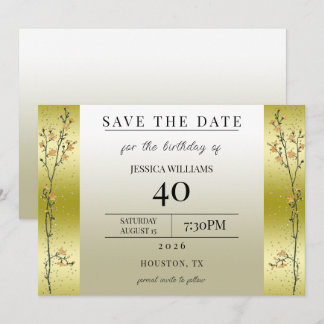 Herbstzweige, Confetti Gold Save the Date Einladung