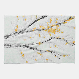 Herbstzweige mit gelben Herbstlauben Geschirrtuch