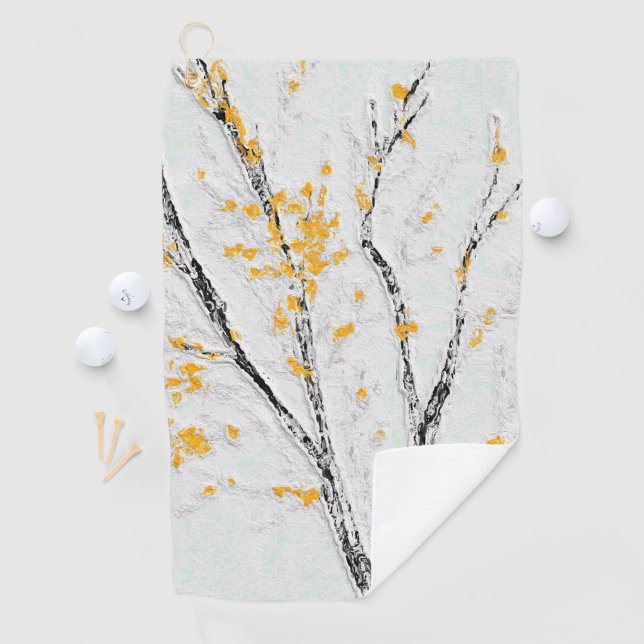 Herbstzweige mit gelben Herbstlauben Golfhandtuch (Insitu)