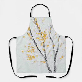 Herbstzweige mit gelben Herbstlauben Schürze