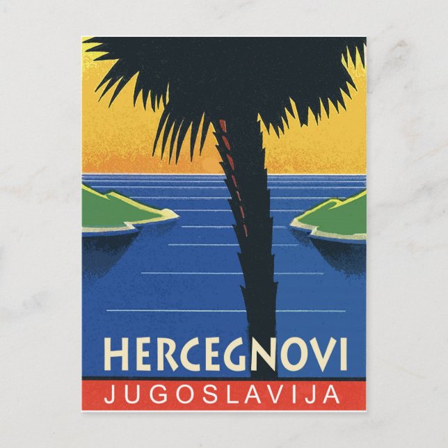 Herceg Novi, Montenegro, Jugoslawien, Jahrgang Postkarte (Vorderseite)