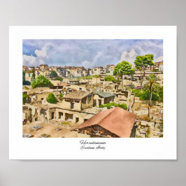 Herculaneum Ruins Italien Aquarellmalerei Poster