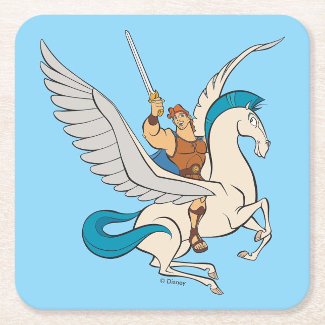 Hercules auf Pegasus Reitend Quadratischer Pappunt Rechteckiger Pappuntersetzer (Vorderseite)