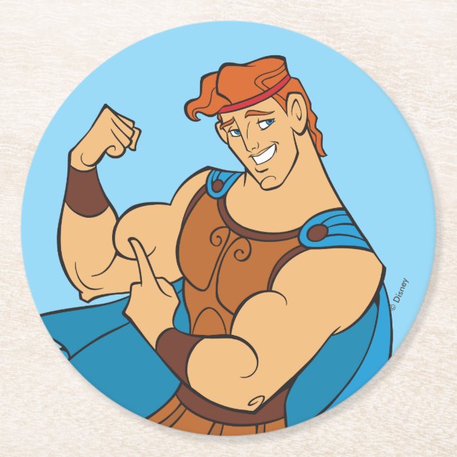 Hercules Bicep Flex Round Paper Coaster Runder Pappuntersetzer (Vorderseite)